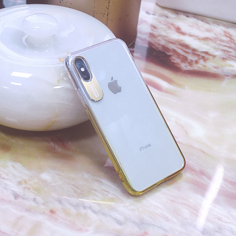 Χρώμα σταδιακά μεταβαλλόμενη ακουστική θήκη κινητού τηλεφώνου για iPhone X \/ XS με μεταλλικό προστατευτικό κάμερας